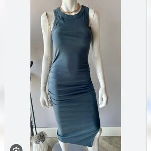 Michael Stars Wren Slate Blue Rouched Midi Dress